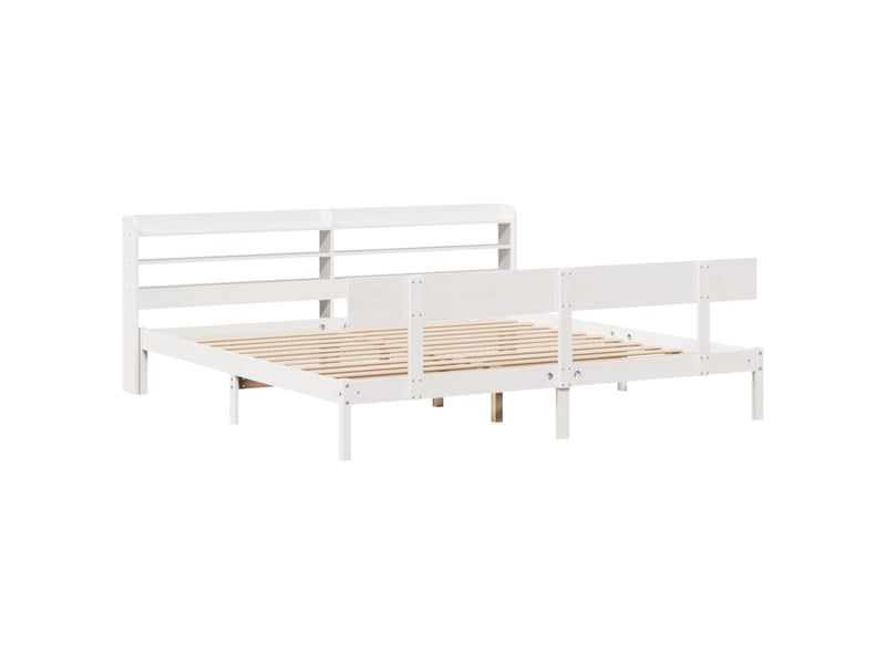  Lit double- lit adulte -  cadre de lit sans matelas blanc 180x200 cm bois massif de pin  - Conforama B