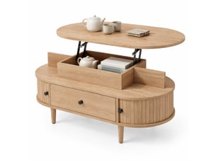 Table basse ovale coloris naturel <strong>BEAOK</strong> <strong></strong> - 50 cmx105 cm
