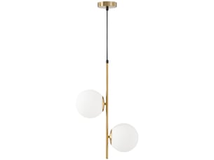Suspension luminaire moderne, lustre plafonnier de double-tête, lumière suspendue réglable pour entrée, ton doré, salon