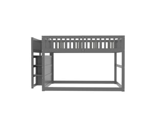 Lit superposé 140x200 cm <strong>MERAX</strong>  <strong>lit enfant gris</strong> coloris gris