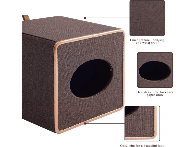  Étui carré en lin pour boîte à mouchoirs - avec base magnétique, pour la maison et le bureau - 1 pièce, 16×14×14cm (marron)  - Conforama D