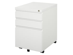 Caisson de rangement de bureau mobile 39x48x60 cm – blanc – 3 tiroirs verrouillables avec roulettes