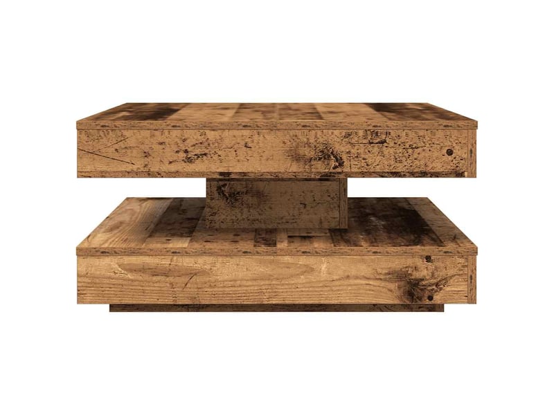  Table basse | table de salon rotative à 360 degrés vieux bois 70x70x34,5 cm  - Conforama E