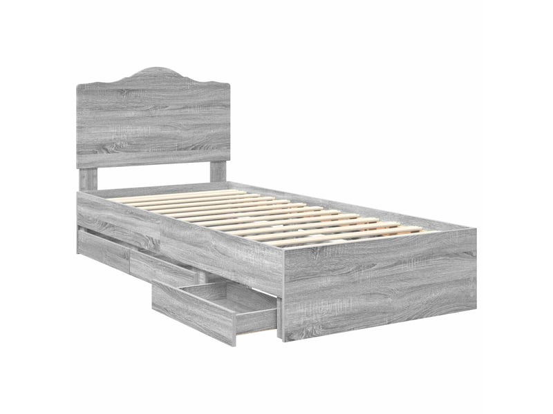 Lit simple- lit adulte - cadre de lit gris sonoma 100 x 200 cm bois ingénierie - Conforama D