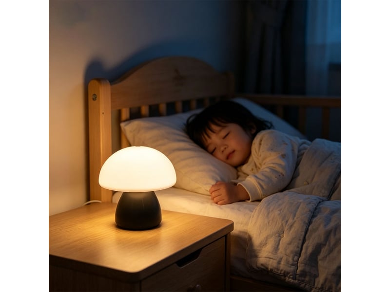  Veilleuse champignon à tapoter, lumière blanc chaud – lampe d'ambiance pour chambre, chevet et table-noir  - Conforama D