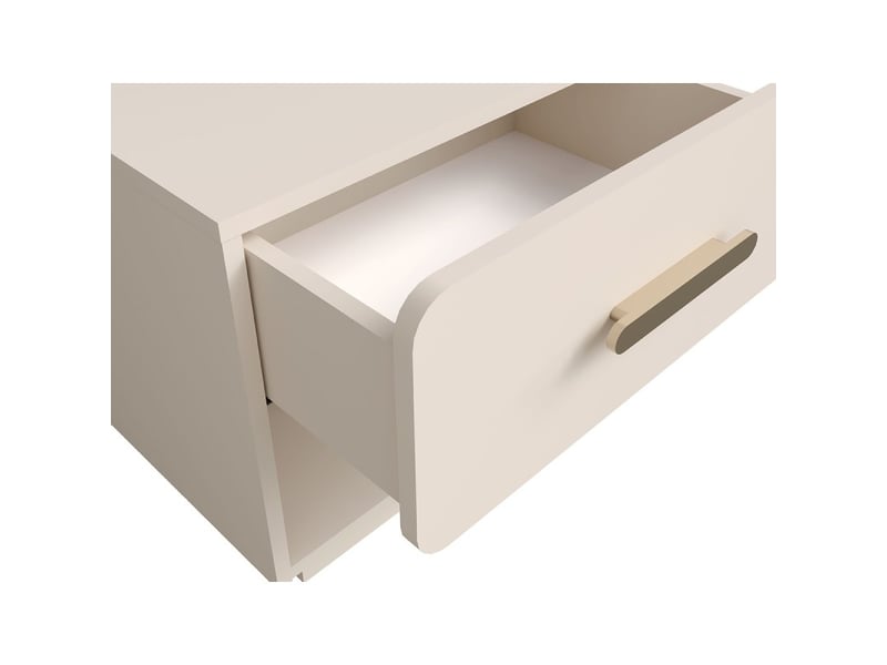  Lot de 2 tables de chevet amalie – 1 tiroir – coloris beige – poignées dorées – design arrondi  - Conforama E