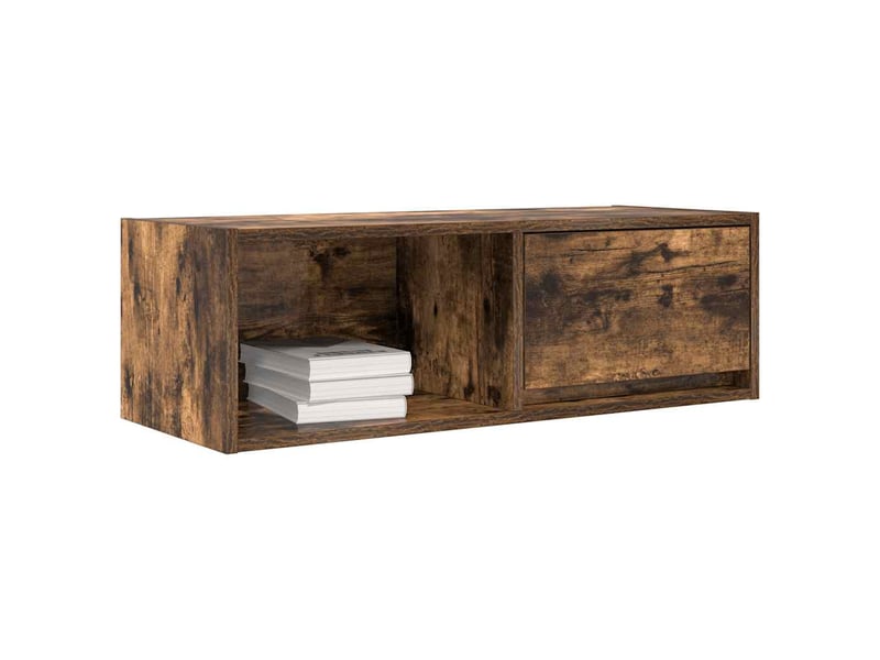  Lot de 2 meuble tv bas salon chêne fumé 80x31x25,5 cm bois d'ingénierie shl19800  - Conforama D