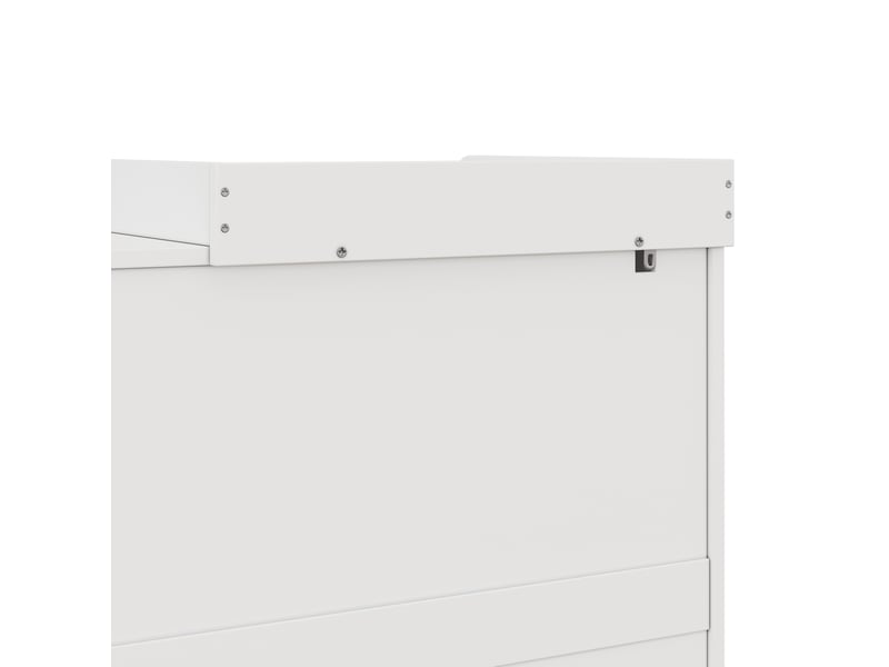  Table à langer avec meuble de rangement 114 x 53 x 92 cm mdf blanc et aspect bois, barrière amovible, 2 tiroirs  - Conforama E