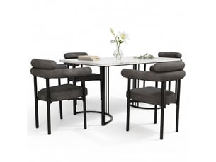 Lot de 4 chaises de salle à manger modernes en tissu suédé gris foncé, assise en anneau confortable, pour salle à manger, salon ou bureau