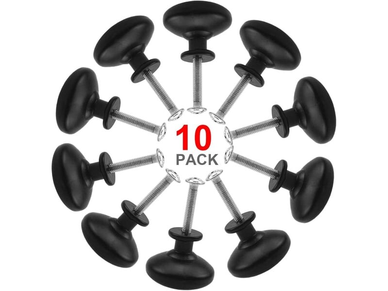  Lot de 10 poignées noir mat de 30 mm, poignées modernes à partie supérieure ronde pour tiroirs, commodes et cuisine  - Conforama A