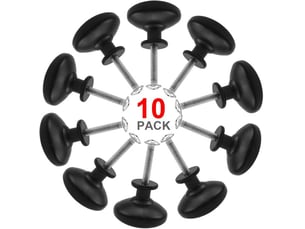 Lot de 10 poignées noir mat de 30 mm, poignées modernes à partie supérieure ronde pour tiroirs, commodes et cuisine