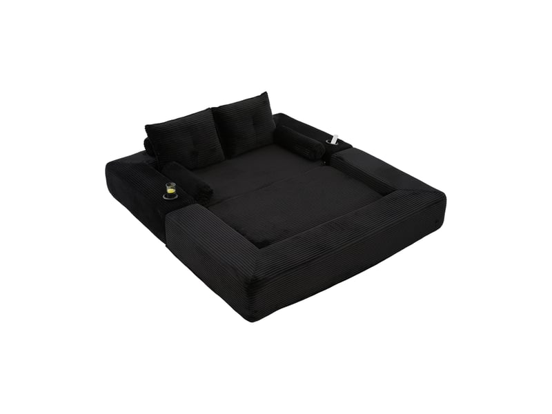 Canapé convertible, canapé-lit, porte-gobelets, en velours tricoté, format adapté au salon, pour intérieur - Conforama B