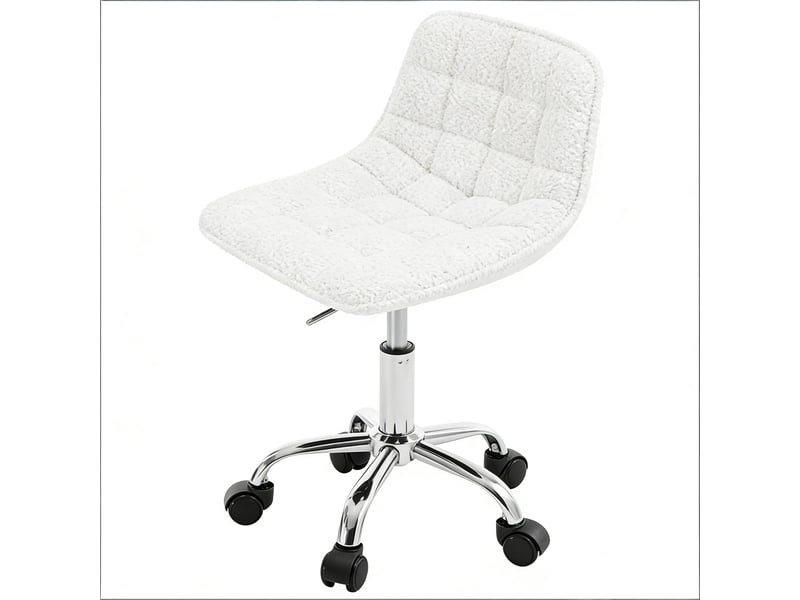  Chaise de bureau pivotante réglable en hauteur - lpospi - dossier courbé, chenille et métal - blanc  - Conforama A