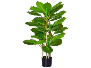 Plante artificielle persistante 95 cm, 33 feuilles réalistes, pot en ciment, arbre décoratif pour salon et bureau