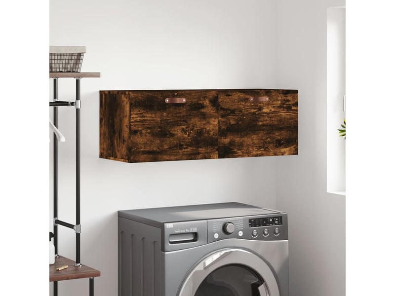  Armoire murale salon chêne fumé 100x36,5x35cm bois d'ingénierie shl4008  - Conforama B