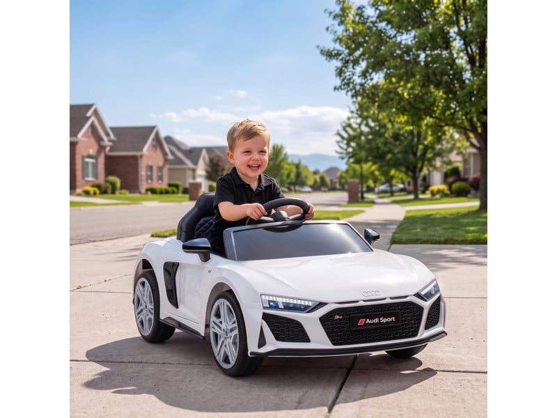 Voiture électrique pour enfants audi r8 12v avec télécommande blanche - Conforama D