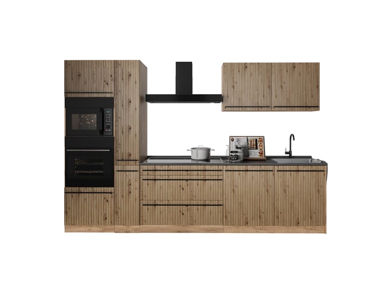  Vicco cuisine, chêne artisanchêne doré, 310cm sans plan de travail  - Conforama E