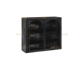 Armoire murale moderne en verre - 70x23x60 cm - noir - métal et verre trempé - deux portes - rangement à trois niveaux