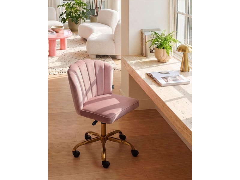  Chaise de bureau valticello velours rose  - Conforama B