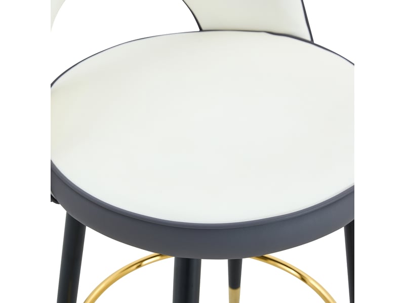Tabourets de bar pivotants 360° – lot de 2, assise gris foncé et blanc pu rembourrée, confortables pour bar et cuisine - Conforama E
