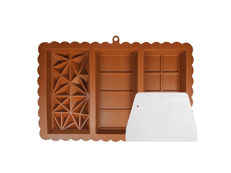 Moule tablette chocolat, 3 en 1 moule silicone tablette de chocolat profond, -40-230°c, avec spatule, pour faire du chocolat, fondant, gelée - Conforama A