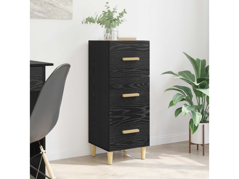  Buffet - bahut - meuble de rangement chêne noir 34,5 x 34 x 90 cm bois d'ingénierie  - Conforama B