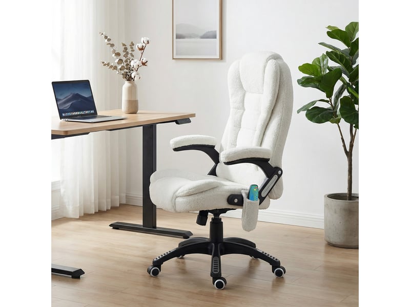  Fauteuil de bureau massant et chauffant hauteur réglable, dossier inclinable et télécommande filaire, pivotant à 360°  - Conforama C