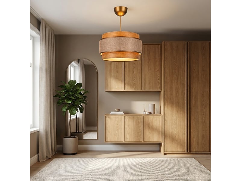  Suspension lumineuse norela avec abat-jour en tissu - marron  - Conforama B