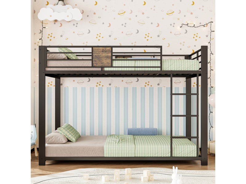  Lit superposé en métal 90 x 200 cm, bas 145 cm, échelle réversible et barrière de sécurité  - Conforama E