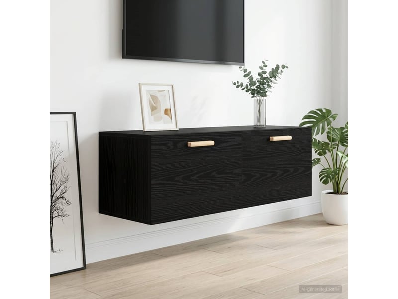 Meuble mural salon chêne noir 100 x 36,5 x 35 cm bois d'ingénierie shl89  - Conforama B