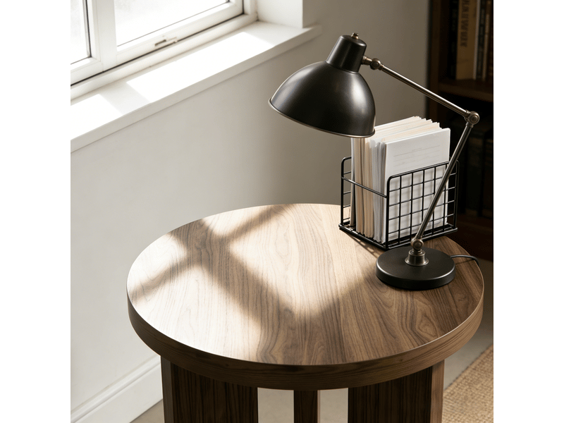  Table d'appoint ronde en mdf coloris noyer d 44.5 x h 45 cm W3915P488078 - Conforama D