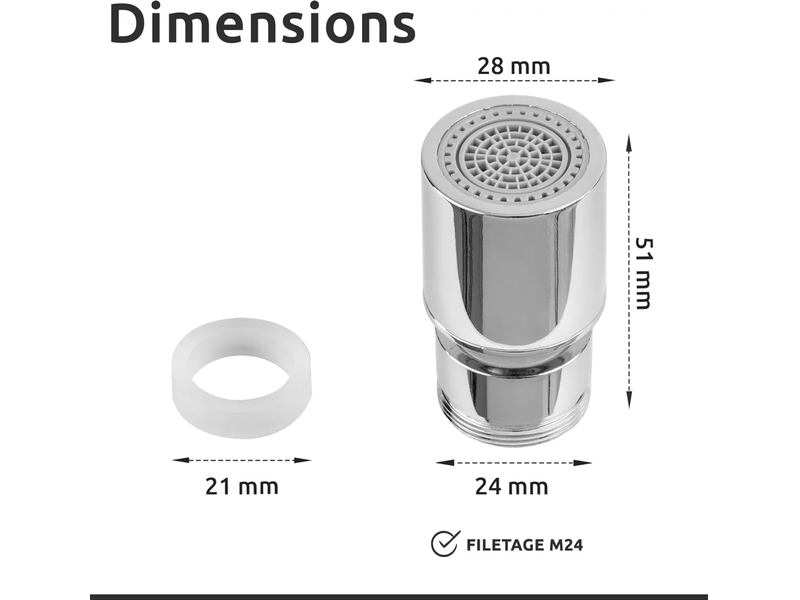  Aérateur de robinet chrome pivotant 360° - mousseur universel pour cuisine et salle de bain, économie d’eau et filtrage efficace  - Conforama B
