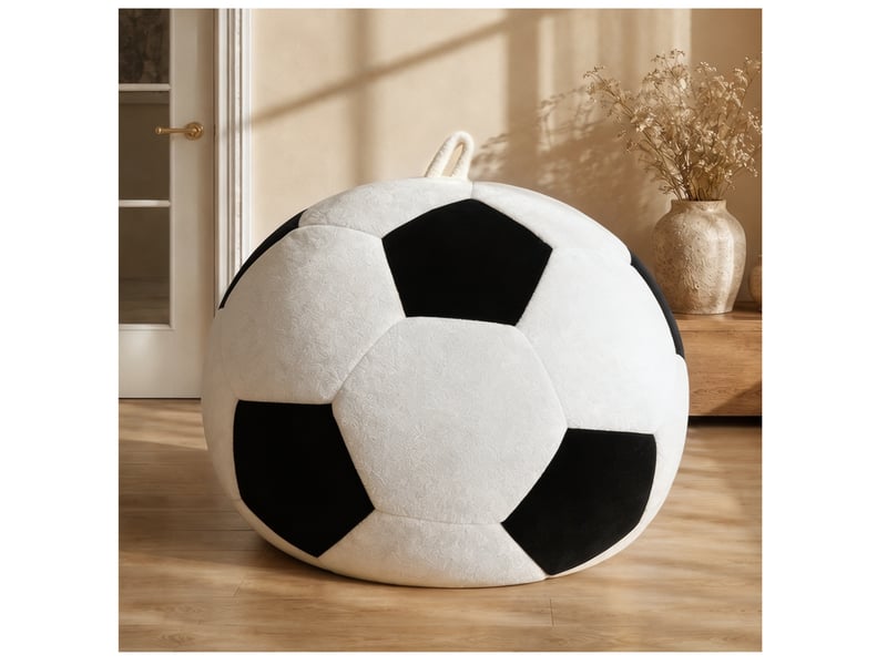  Pouf ballon de football 130x90 cm grand format blanc et noir  - Conforama B