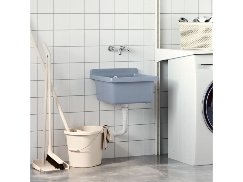  Lavabo pour montage murale gris 40x40x24 cm résine cf65682  - Conforama C