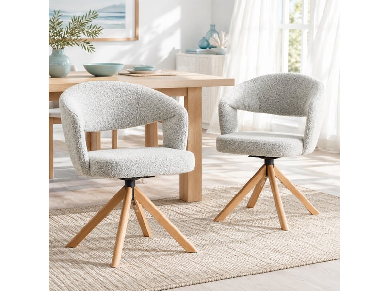  Lot de 2 chaises de salle à manger pivotantes,47x47,5x81,5 cm,tissu,gris clair  - Conforama B