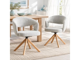 Lot de 2 chaises de salle à manger pivotantes,47x47,5x81,5 cm,tissu,gris clair