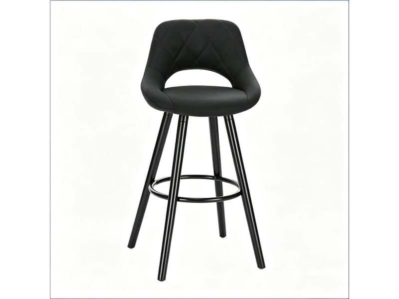 Tabouret de bar ergonomique 43x40x96cm - assise rembourrée en tissu - pieds en bois massif avec repose-pieds - anthracite - Conforama A