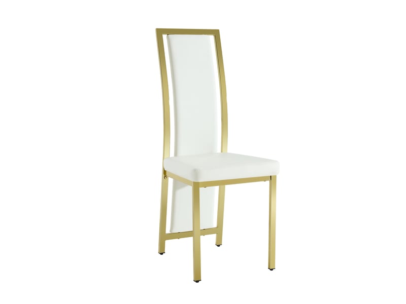  Lot de 2 chaises de salle à manger 44x42,7x109 cm blanches et dorées en pu, dossier haut incurvé  - Conforama A