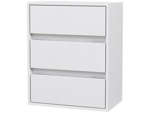 Commode moderne à 3 tiroirs en bois blanc, 40 x 30 x 50,5 cm