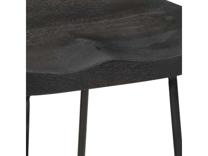  Lot de 2 tabouret de bar, chaise de bar noir 45x40x78 cm bois manguier massif  - Conforama E