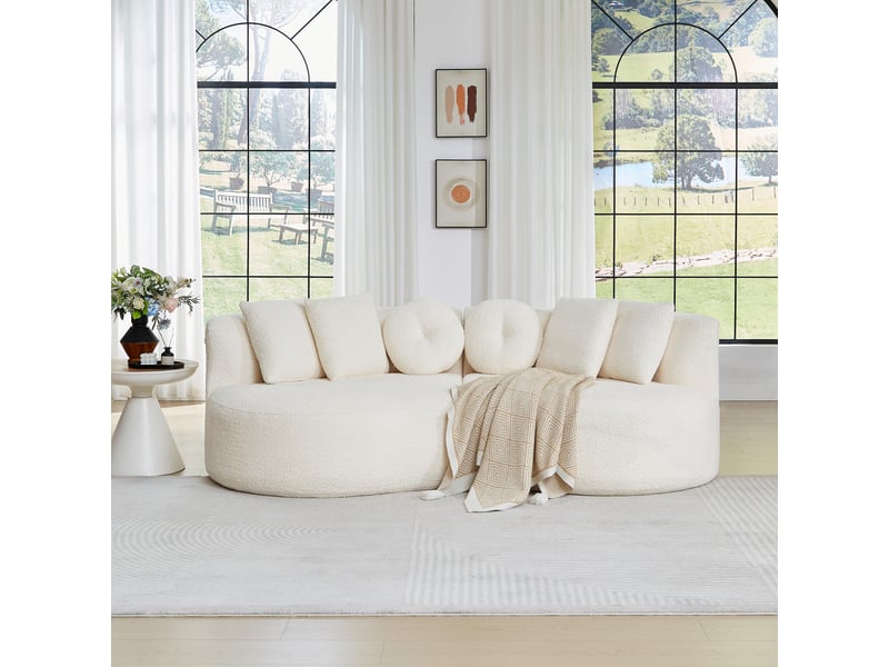 Canapé 2 places - 223 x 109 x 79 cm - canapé de salon divan lounge design cashew et rembourré en chenille - beige - Conforama B