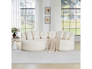 Canapé 2 places - 223 x 109 x 79 cm - canapé de salon divan lounge design cashew et rembourré en chenille - beige