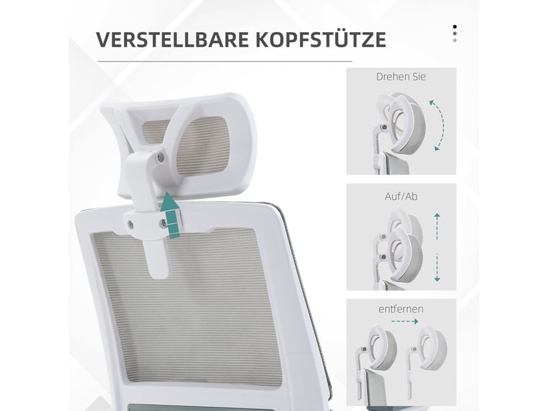  Chaise de bureau ergonomique,58x61 cm,avec appuie-tête,mesh,grise  - Conforama E