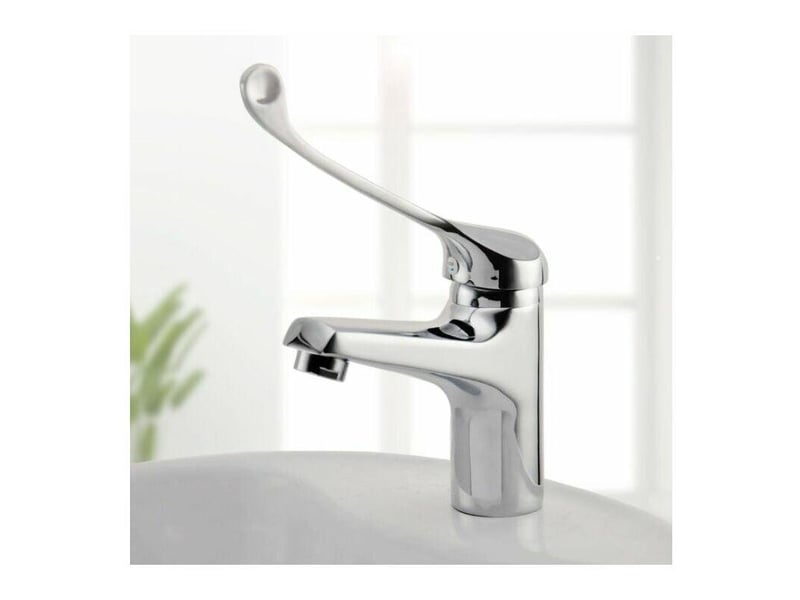  Mitigeur lavabo avec poignée médicale, robinet de salle de bains pmr, chromé, argent - gris  - Conforama A