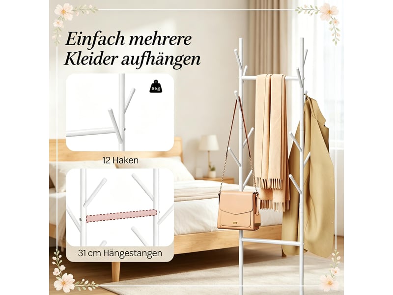 Porte-manteau arbre sur pied avec panier de rangement, design moderne - Conforama E