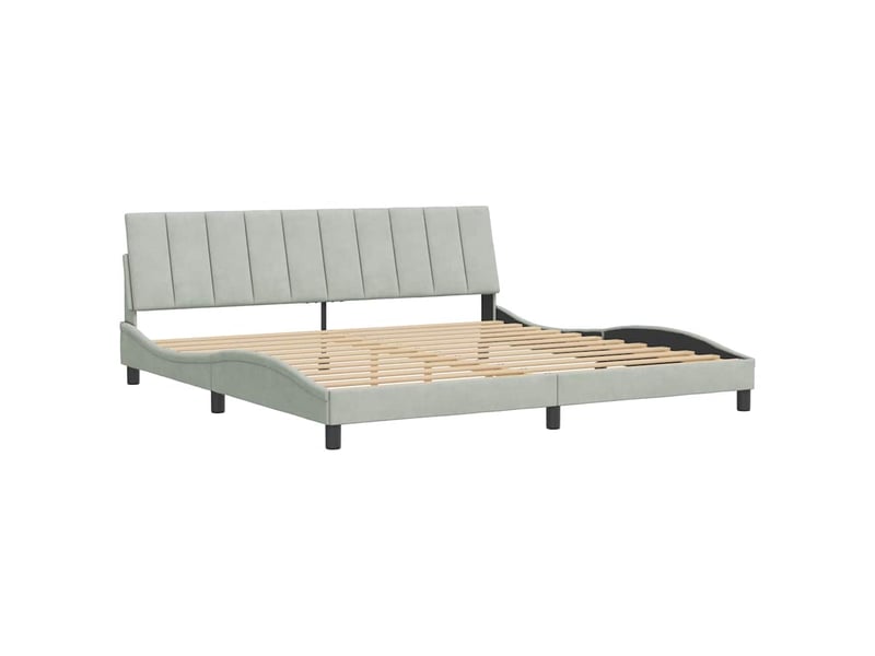  Lit double- lit adulte -  cadre de lit sans matelas hanko gris clair 200x200 cm velours  - Conforama B