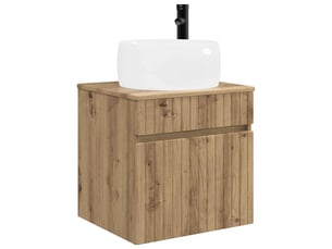 Meuble de lavabo mural, rangement salle de bain chêne artisanal 49x44.5x66 cm