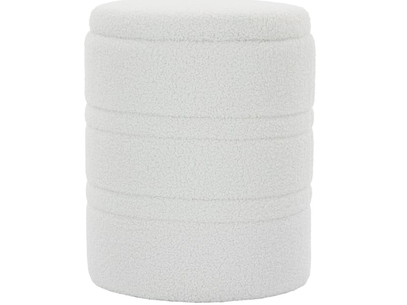  Pouf de rangement rond 36,5x36,5x46,5 cm avec couvercle réversible en mdf blanc  - Conforama A