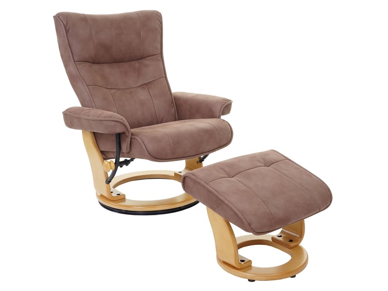 Mca fauteuil relax montreal, fauteuil télévision + tabouret, tissu, charge max. 130kg - marron antique nature - Conforama B