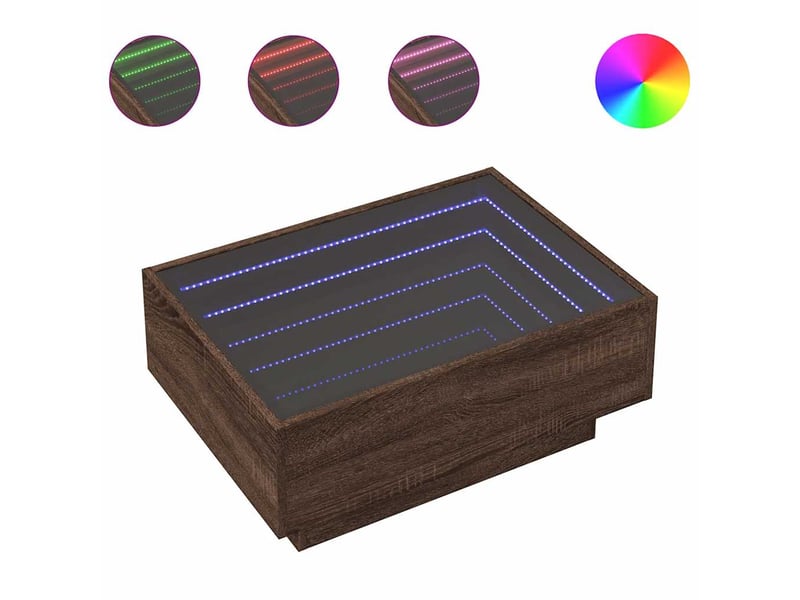  Table basse | table d'appoint salon avec led chêne marron 70x50x30 cm bois d'ingénierie  - Conforama A